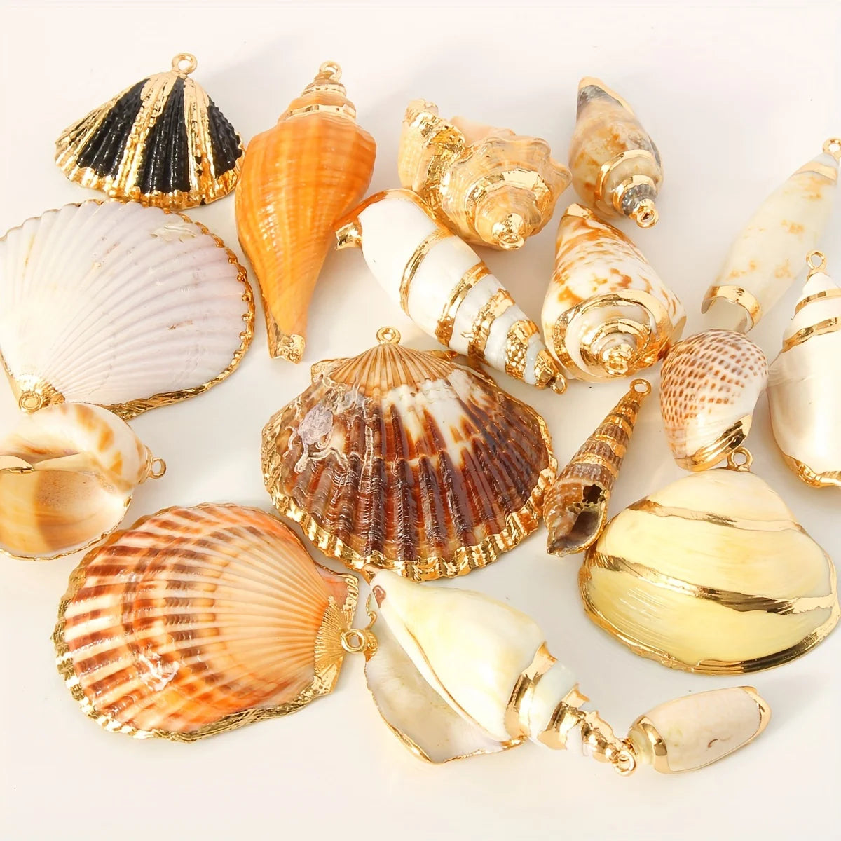 18 Piece Natural Shell Pendant Set for DIY Jewelry Making Assorted Seashell Charms for Necklaces Bracelets and Earrings