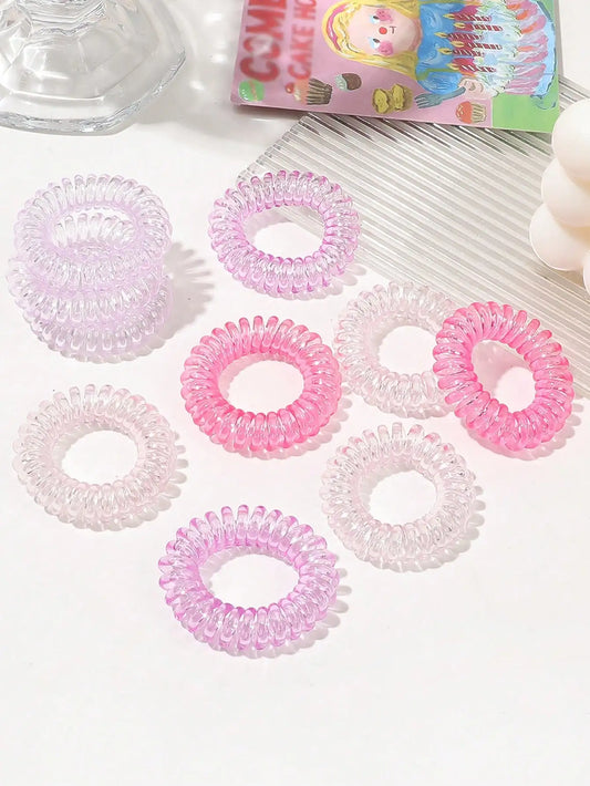 10 Pcs Multicoloured No Crease Spiral Hair Ties for Women Thick Hair, Ponytail Hair Ties Hair Coils & Phone Cord Hair Ties