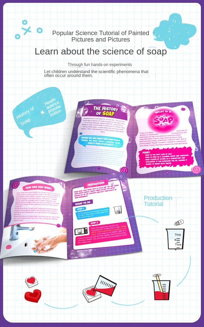 Children Magic Science Experiment Kit Handmade DIY Soap Educational STEAM Toy for Ages 6 to 12 Perfect Gift for Kids