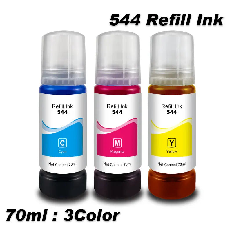 T544 Dye Ink Refill Kit 70ml for Epson EcoTank Printers L3150 L3110 L3100 L3210 L3250 L1110 5190