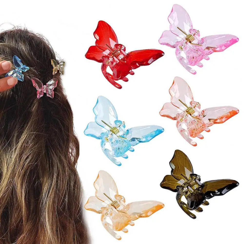 2Pcs Butterflies Hair Clip Girls Butterflies Shape Hair Pin Braided Mini Hairpin Clear Mini Braiding Clip Headwear Accessories