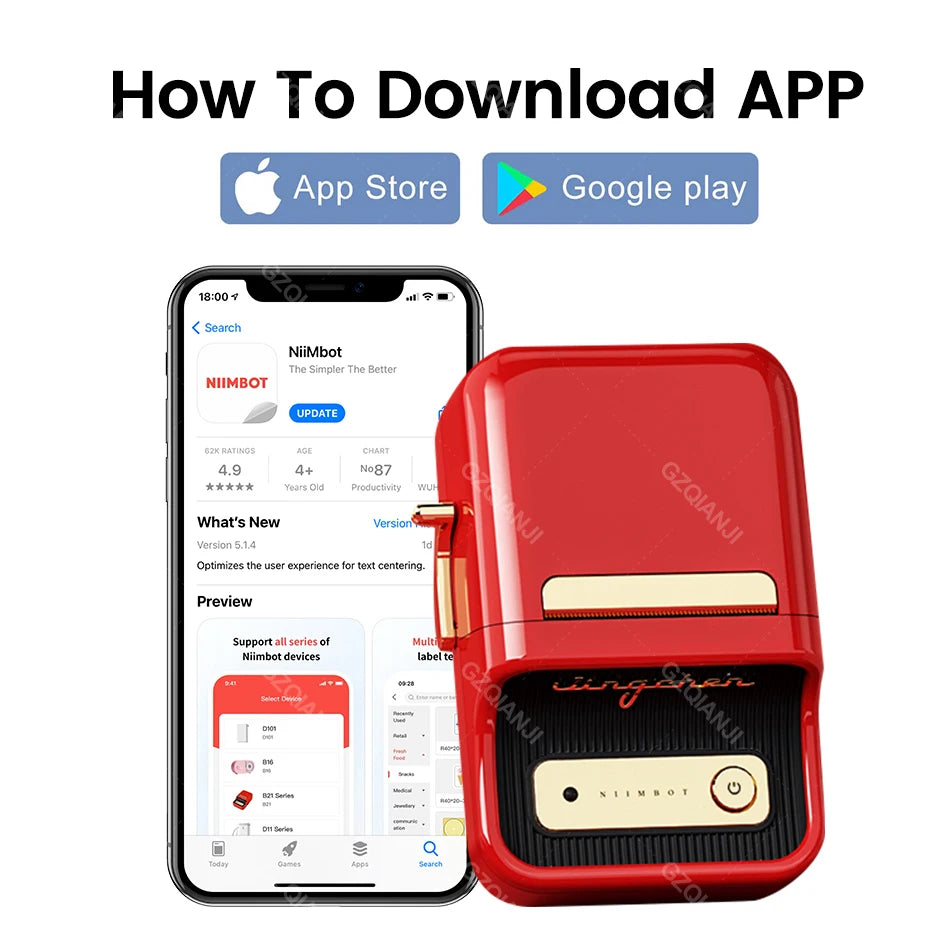 Niimbot B21 B1 Wireless Thermal Label Printer with Self-Adhesive Labels and 5 Roll Set for Efficient Organization