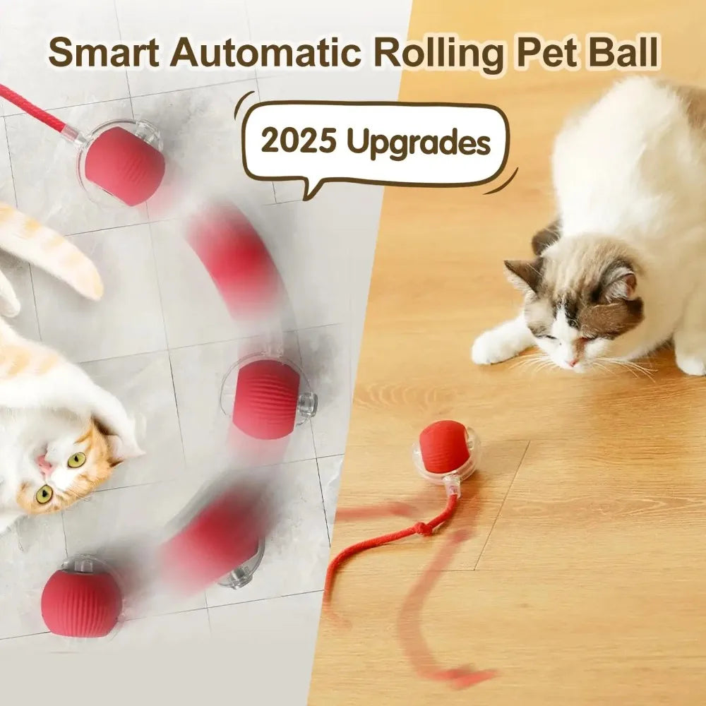 LEMEENQ Cat Interactive Ball Toy Auto Rolling Ball with Tail Rechargeable Smart Pet Interactive Toy Intelligent Mouse for Cat