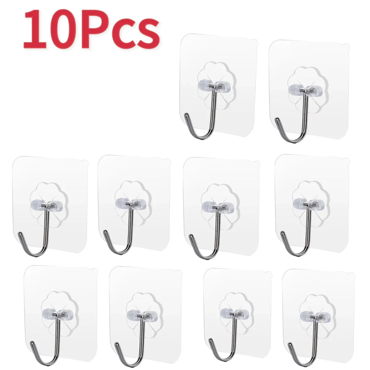 5/10/20Pcs Self-Adhesive Transparent Wall Hooks for Kitchen Bathroom Towel Key Rack