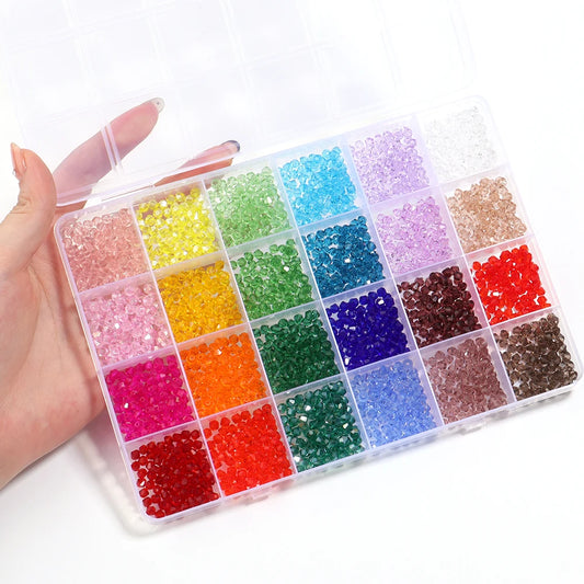4mm Faceted Glass Crystal Rondelle Beads Kit in 15 to 24 Colors for DIY Jewelry Making Charms Bracelets and Earrings
