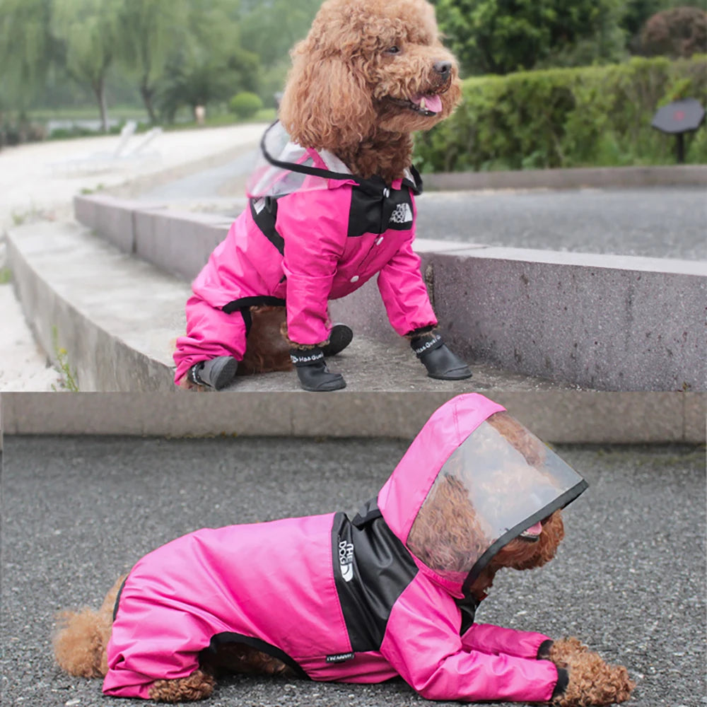 Pet Dog Raincoat Transparent Hooded Jumpsuit Dogs Waterproof Coat Water Resistant Clothes Dogs Cats Pet Jacket for Rainy Day