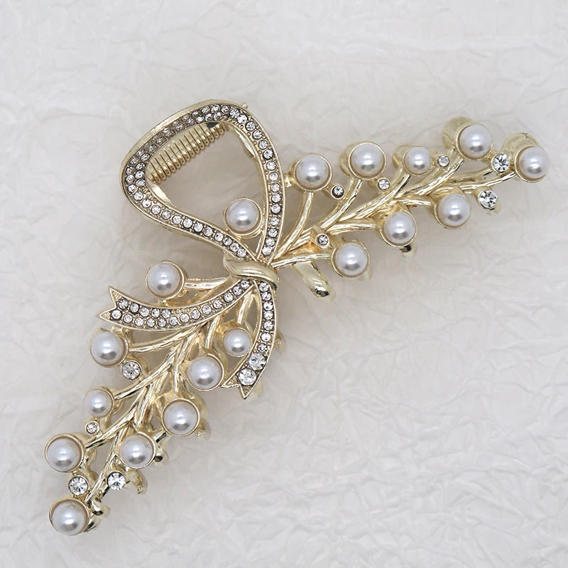 flower shape full pearls Hair Claw Clip classical Girls Handmade Ladies Headdress Hair Clip Claw Shark Clip Hair Accessories