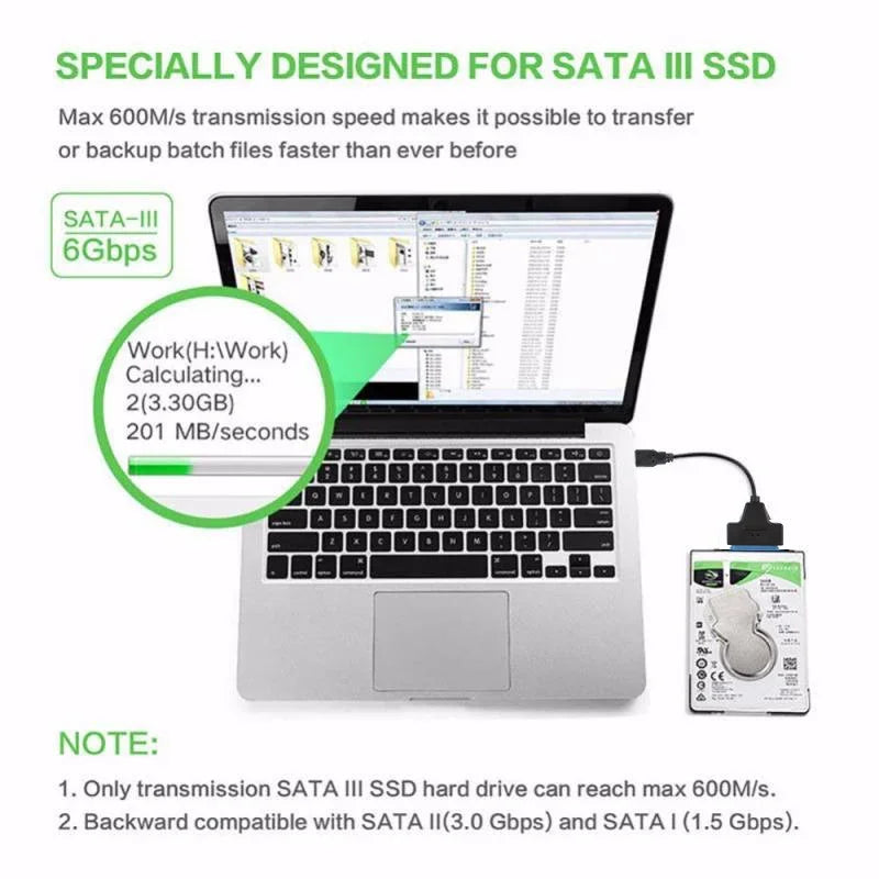 USB 3.0 2.0 SATA Up To 6 Gbps 3 Cable Sata To USB 3.0 Adapter Support 2.5 Inch External HDD SSD Hard Drive 22 Pin Sata III Cable