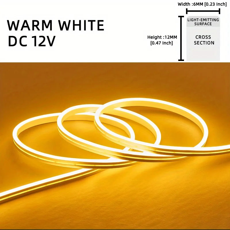 Neon LED Strip Light 5M 600 LEDs Waterproof Flexible Silicone Lamp