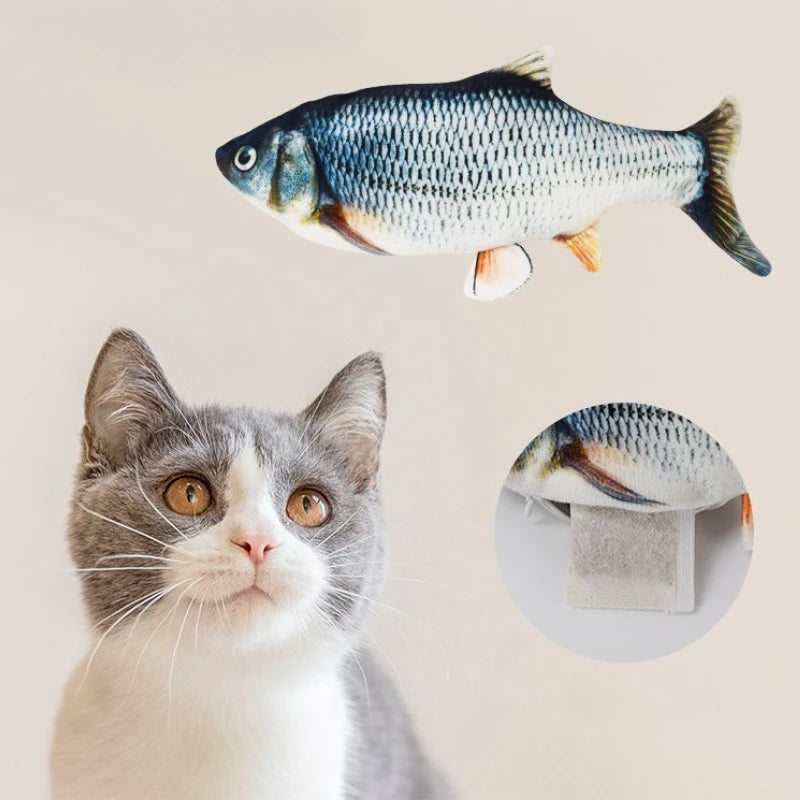 Cat Toy Fish Plush Interactive Simulation Fish USB Funny Durable Bite Kitten Toy Interactive Electric Cat Chew Toy Accessories