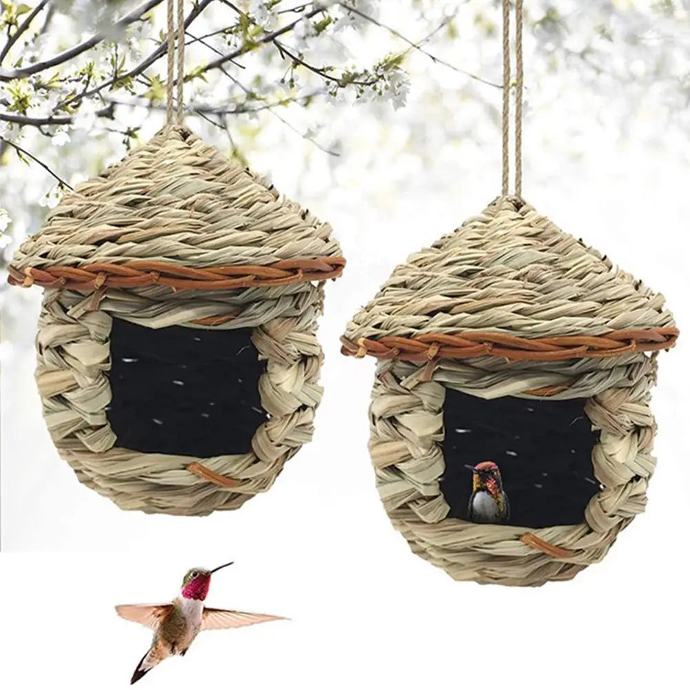Grass Nest Hand-woven Hibiscus Grass Gourd BirdHouse For Outdoor Garden Hanging Hatching Breeding Bird Accessory