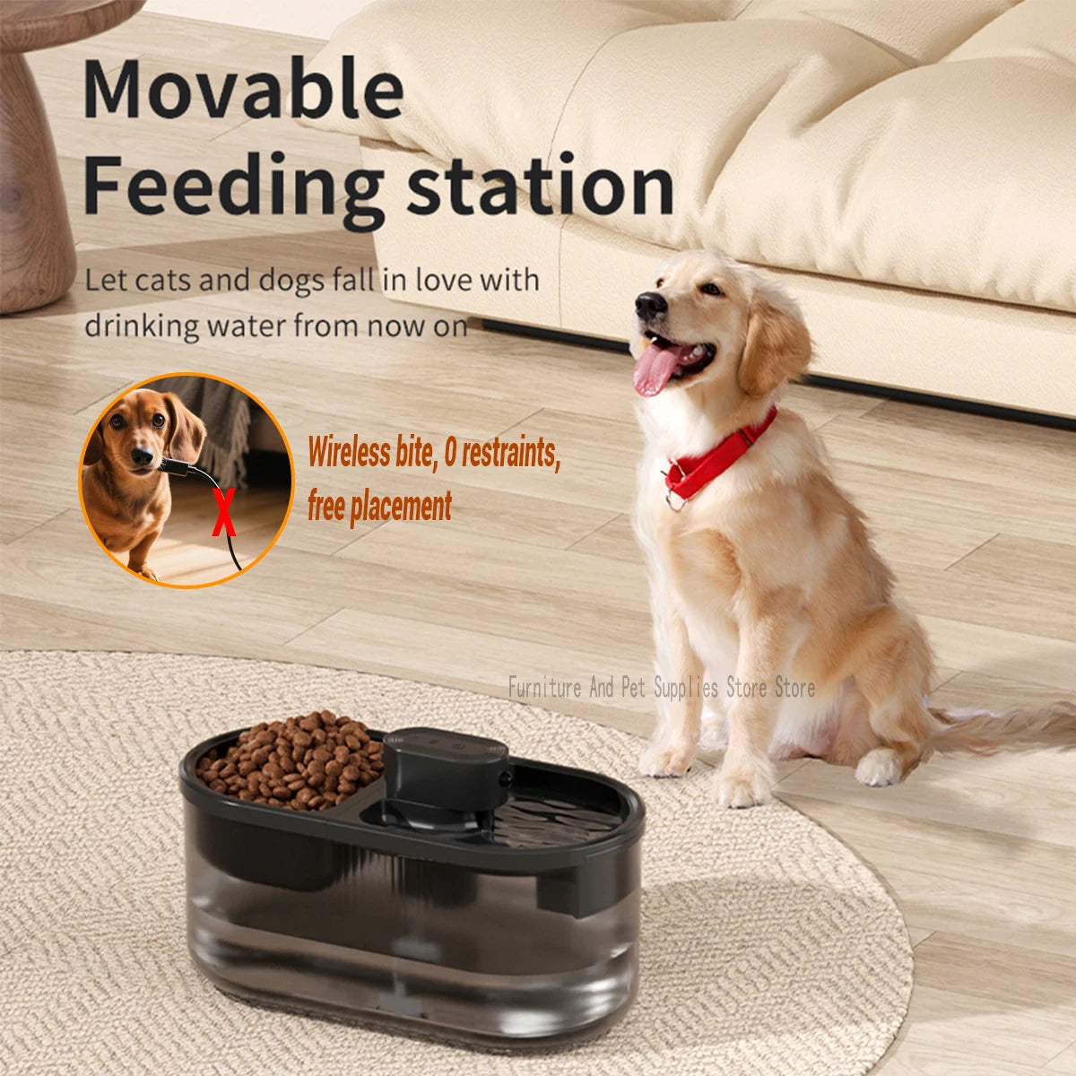 Automatic pet water dispenser sensor version dog food water dispenser water replenishment 2-in-1 drinking and feeding supplies