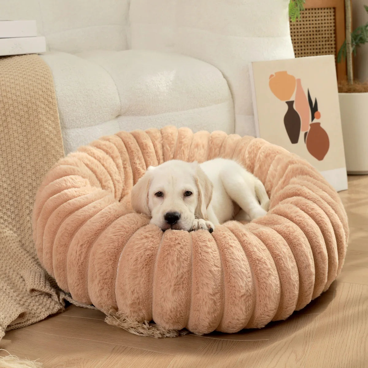 Round Pet Bed for Large Dog,  Winter Warm Cat Sofa Bed Washable Large Dog Bed All Seasons Available