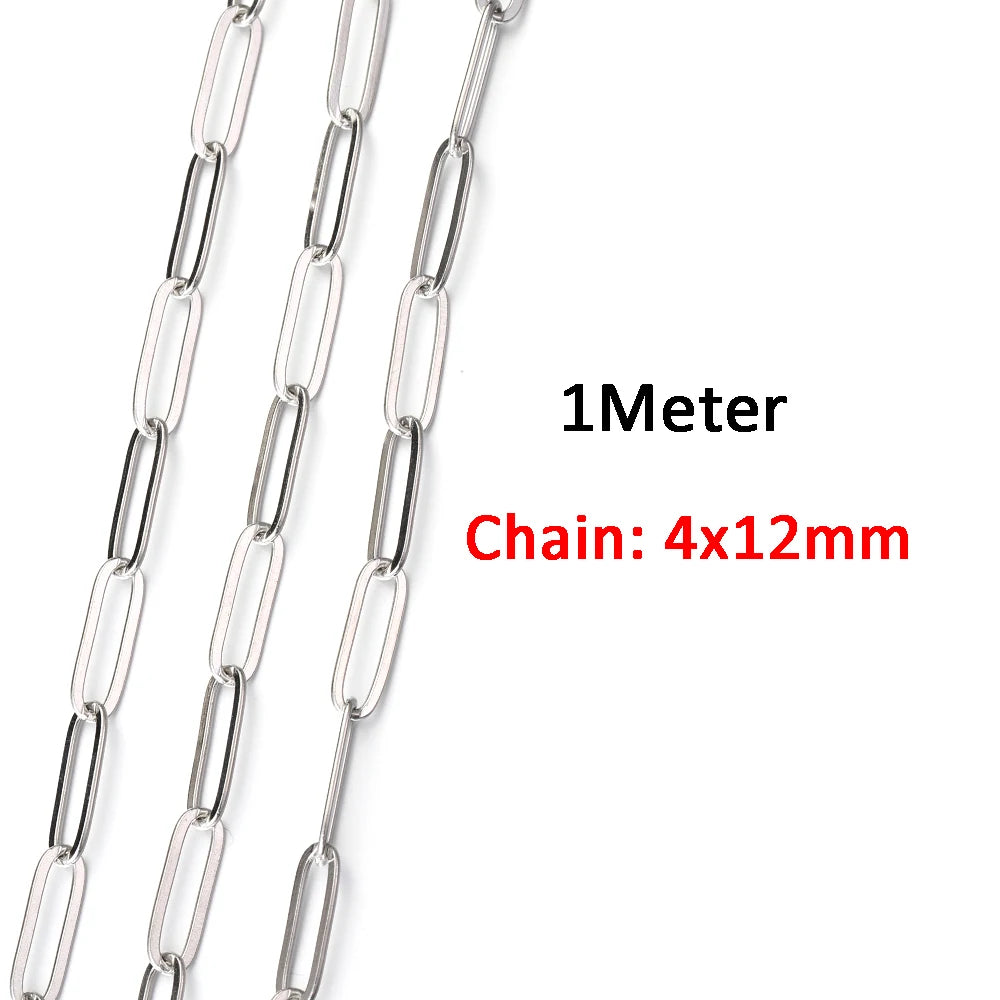 2 Meters/1 Meter High Quality Gold Color Stainless Steel Chain for DIY Jewelry Making