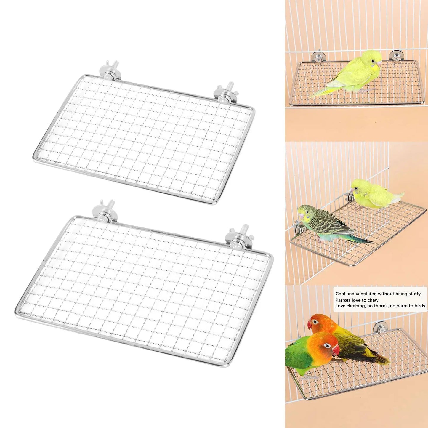 Parrot Perch Stainless Steel Easy to Clean Cage Accessories for Cockatiels Cockatoos Canaries Budgerigars Small to Large Birds