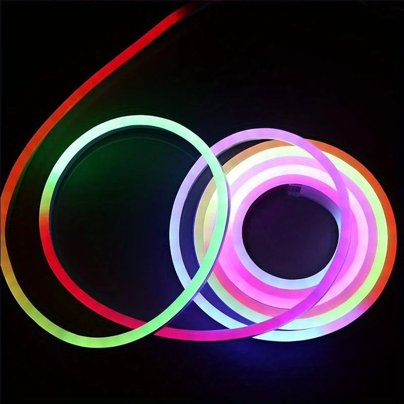 Smart Neon LED Strip Light Sign Remote Control RGB Flexible Waterproof Tape for Home Outdoor Decor 1/3/5m