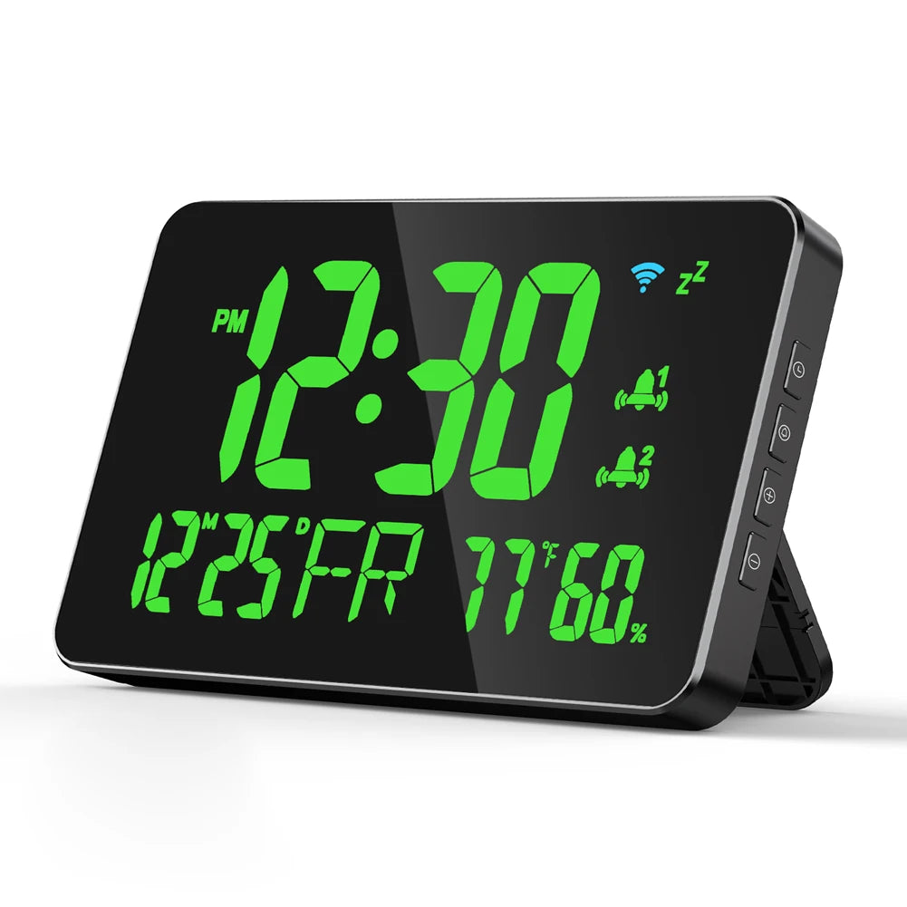 Tuya WiFi Desktop Clock Calendar with Intelligent Thermometer and Hygrometer Digital LED Display Auto-Calibration and Four Levels