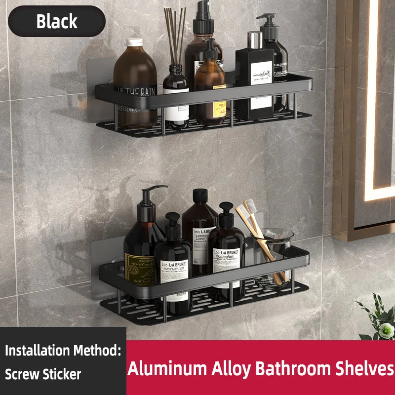 Estante de baño Organizador de almacenamiento de cocina Estante de champú de aleación de aluminio Estante de ducha Accesorios de baño Estante sin taladro