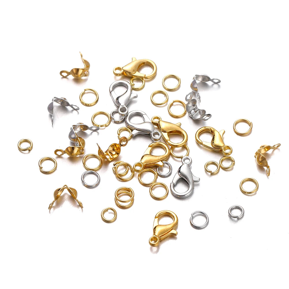 210-400Pcs Box Jewelry Making Kits with Clasp and Jump Rings