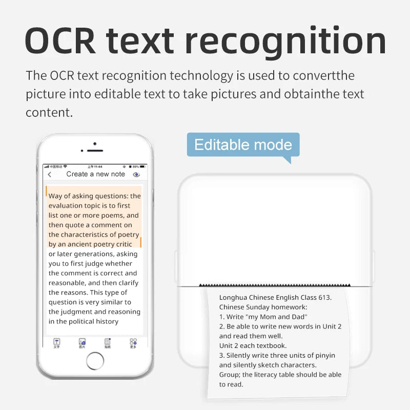 Mini impresora térmica portátil de etiquetas HD Impresora Bluetooth Endurance para estudiantes Error Título Nota Bolsillo incorrecto Impresión sin tinta
