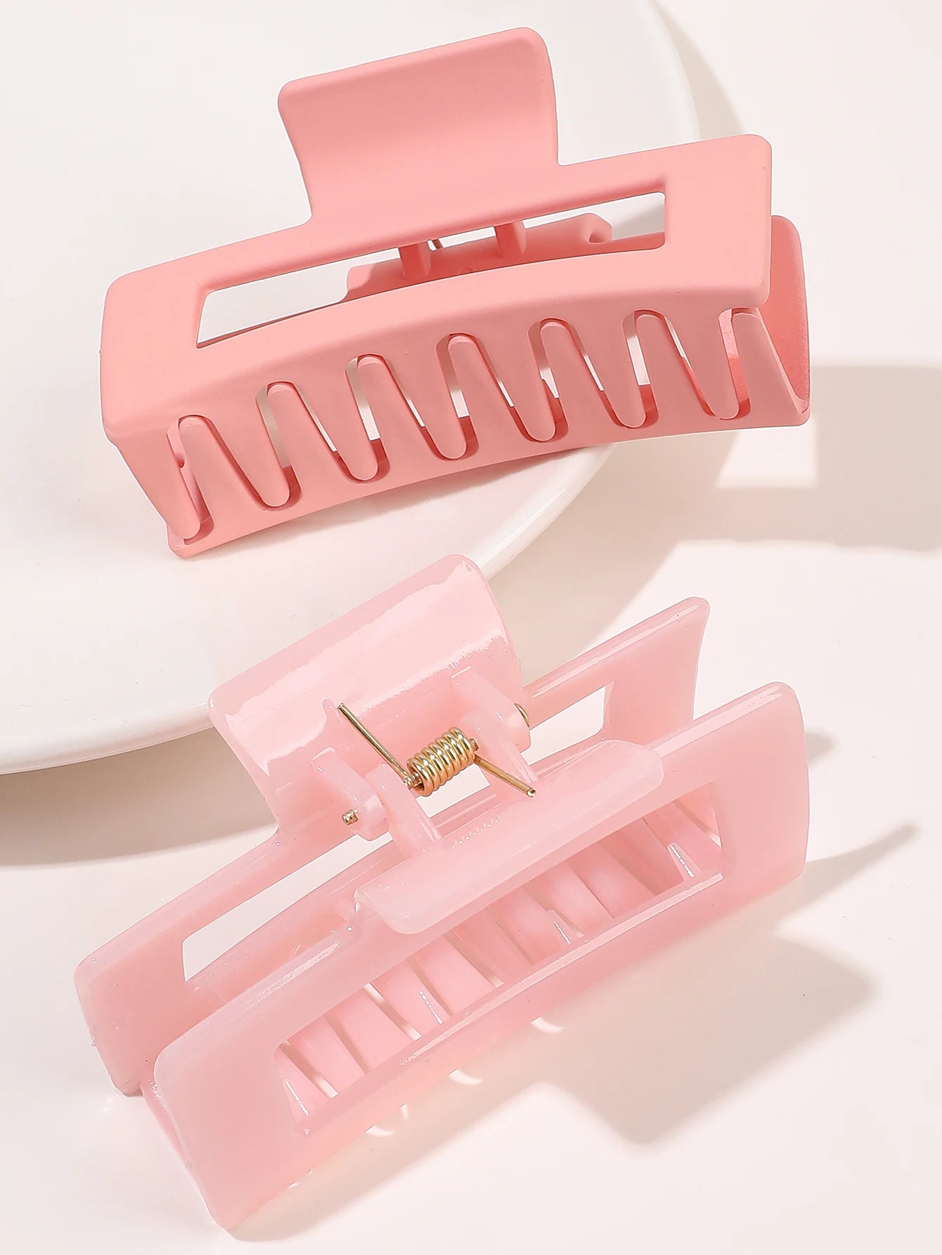 4 Pcs Pink Large Hair Claw Clips 3.4" Non-slip Big Square Matte for Women Girls, Strong Hold Banana Clips for Thick Thin Hair