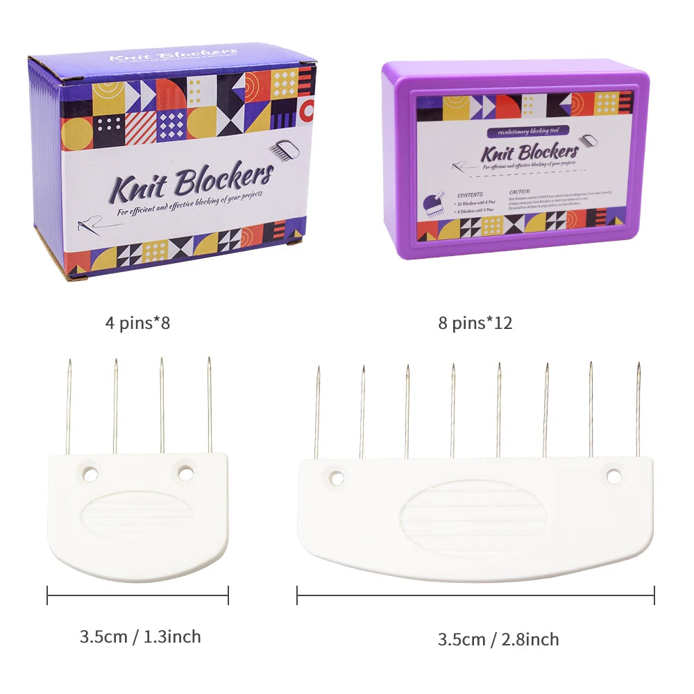 Knit Blockers Set 20 Pieces Stainless Steel Blocking Mats and Pins for DIY Knitting and Crocheting Projects