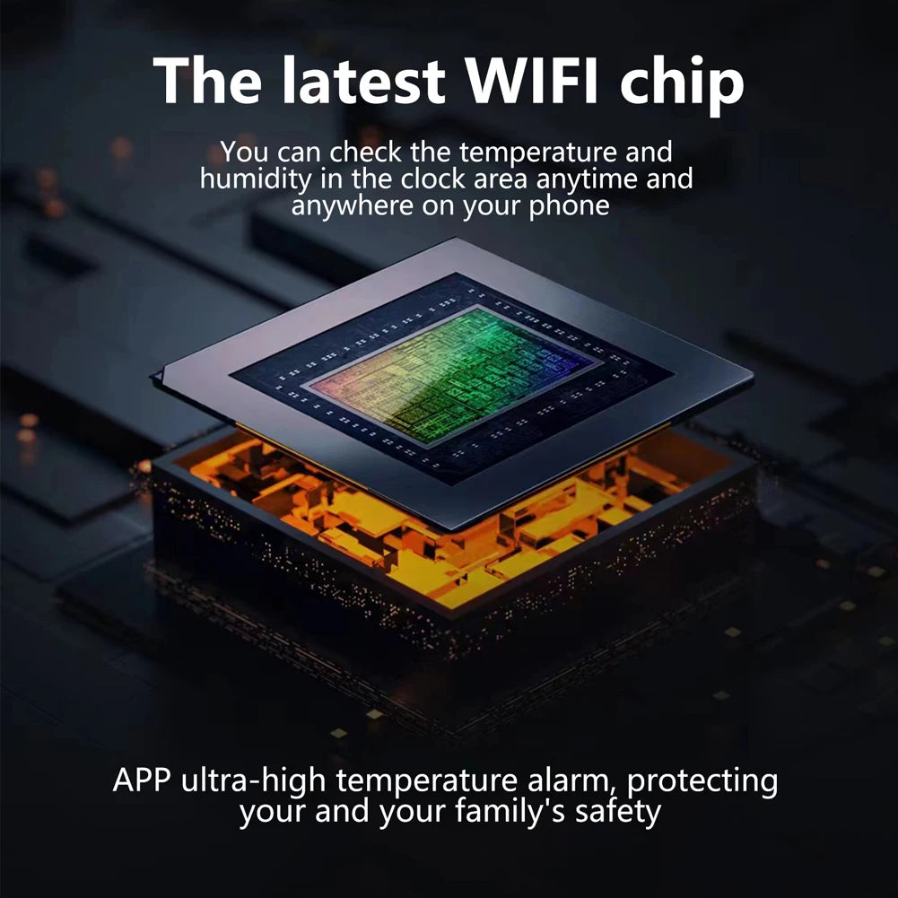 Tuya WiFi Desktop Clock Calendar with Intelligent Thermometer and Hygrometer Digital LED Display Auto-Calibration and Four Levels