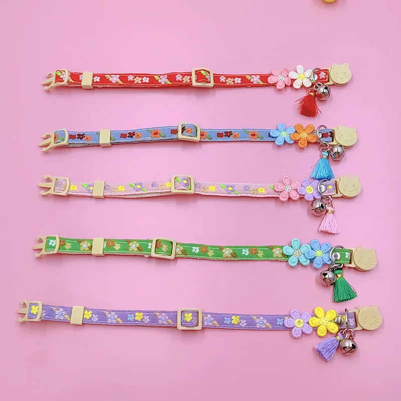 Cute Pet Collar,adjustable Cat Collars with Flower Tassel Decoration, Safety Buckle Bell To Prevent Lost Cat Collar,pet Supplies