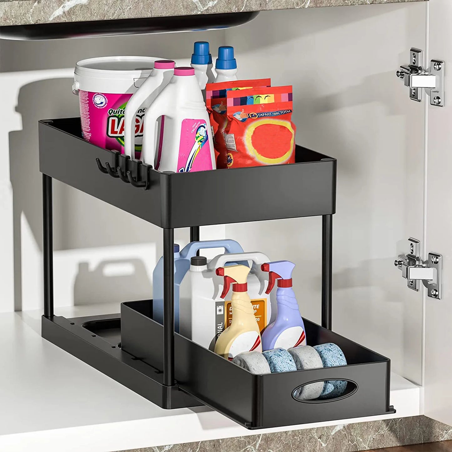1/2 Pcs Under Sink Storage Organizer 2 Tier Drawer Rack