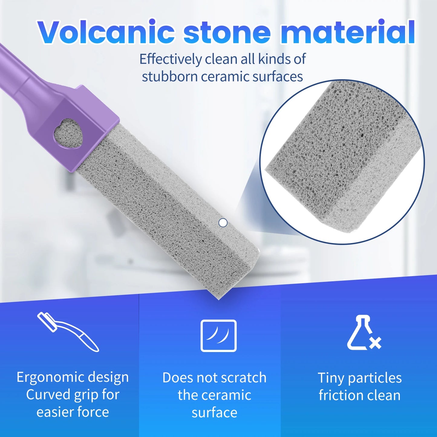 15 Piece Pumice Stone Toilet Bowl Cleaner Set with Ergonomic Handle for Effortless Bathroom Cleaning