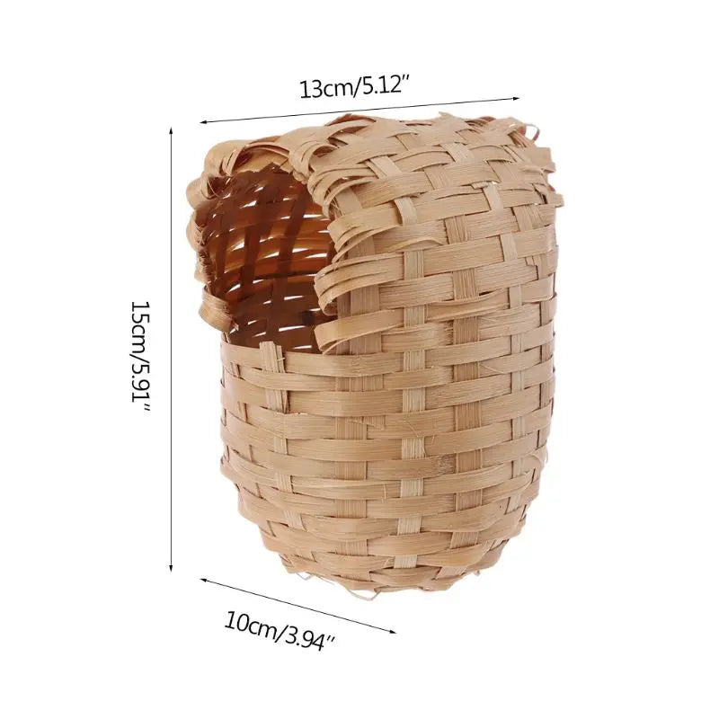 Hand Made Natural Bamboo Bird Nest Bird House Parrot Finch Hideout Cage Toy Outdoor Hut Shelter Birds Supplies