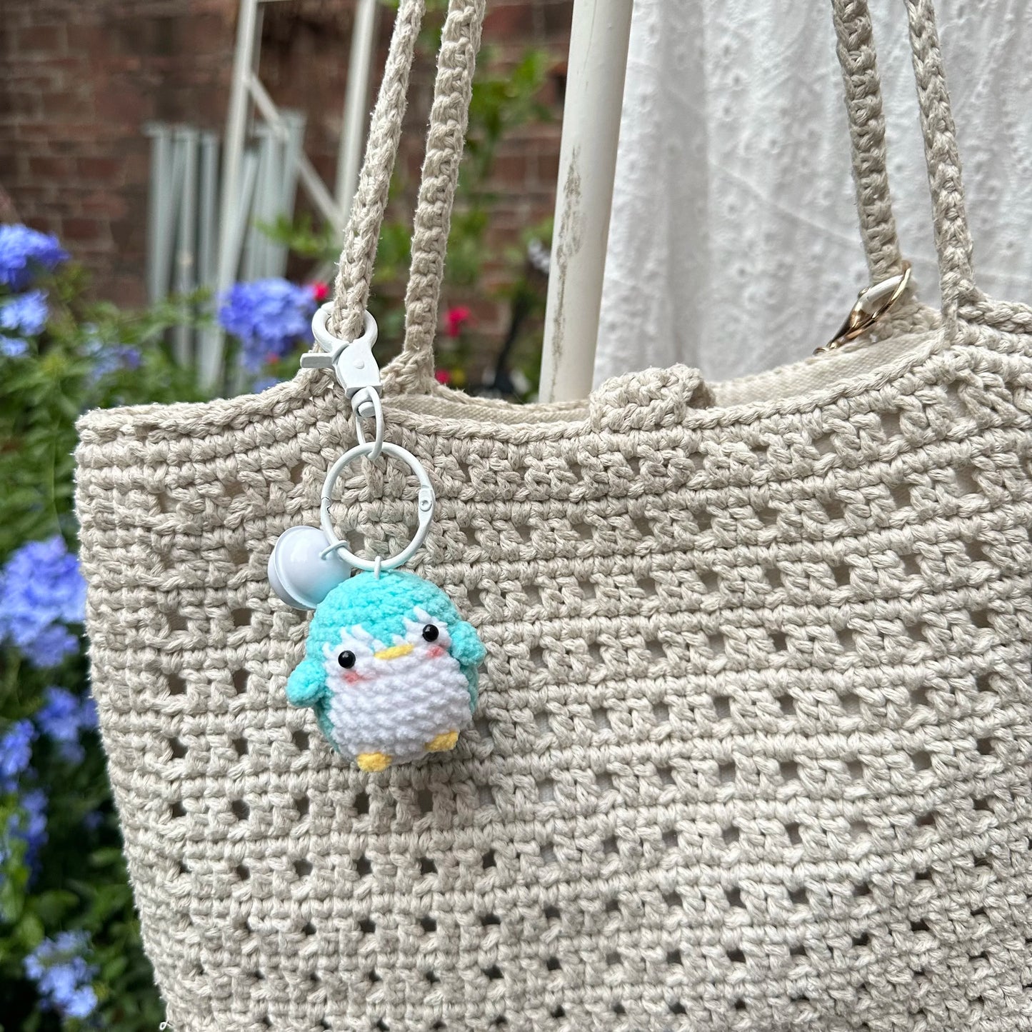 Handmade Cute Cotton Wool Penguin Doll Crochet Keychain