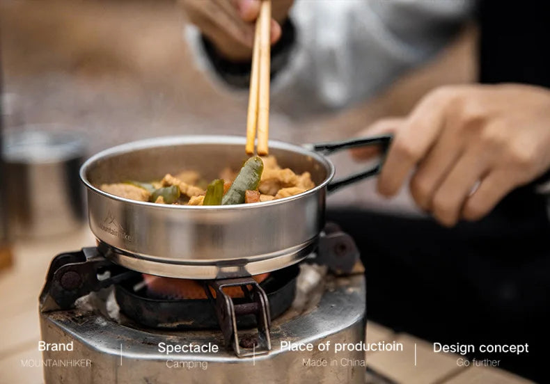 MountainHiker 5 Piece Camping Cookware Set 304 Stainless Steel Portable Outdoor Cooking Kit for Hiking BBQ and Picnic