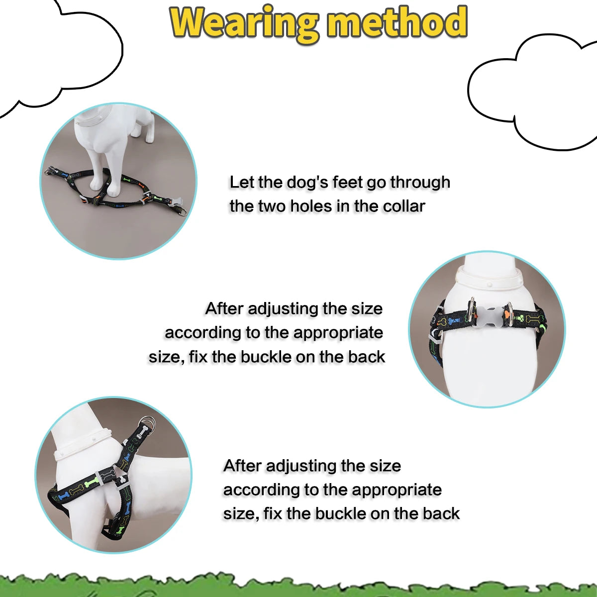 1PC Colorful Bone Tripod Pet Dog Harness For Indoor And Outdoor Use