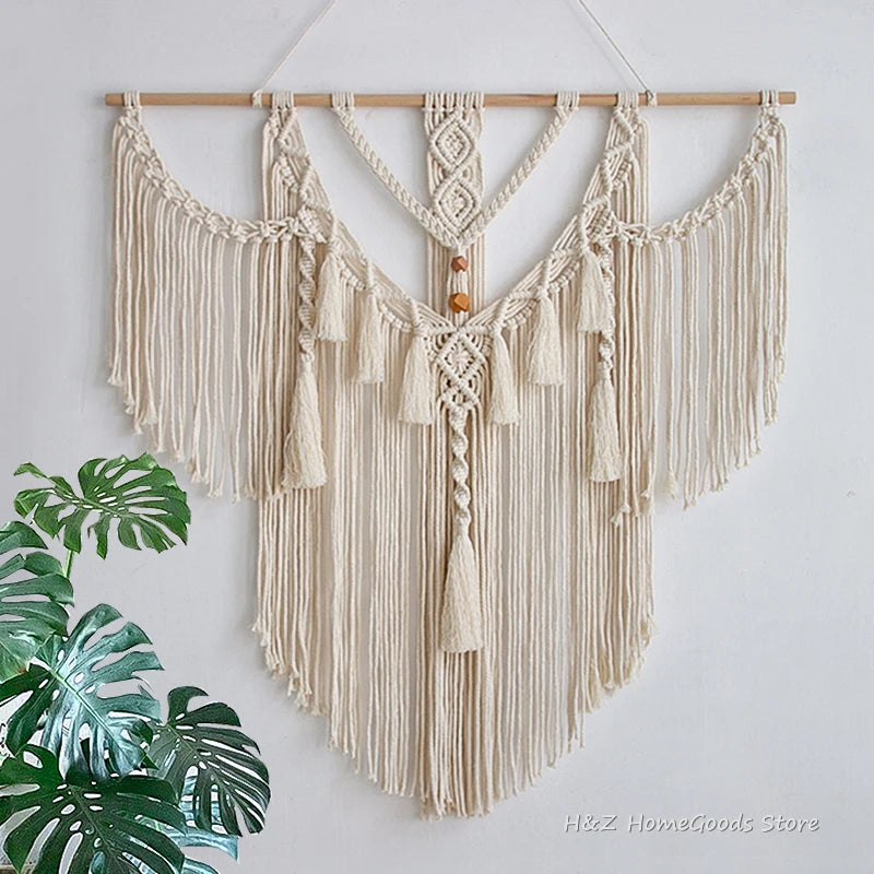 Big Macrame Wall Hanging Tapestry With Tassels For Boho Decor