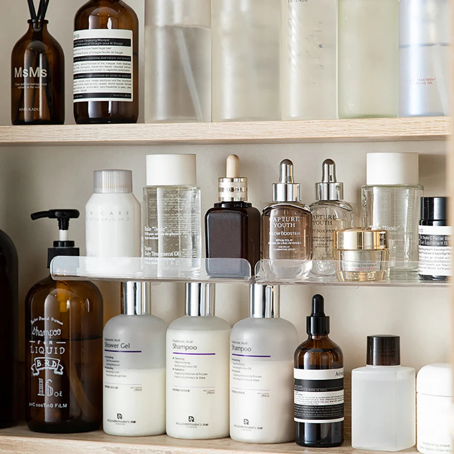 Clear Acrylic Floating Shelf Self Adhesive Storage Shelf for Wall Decoration Toys and Bathroom Essentials