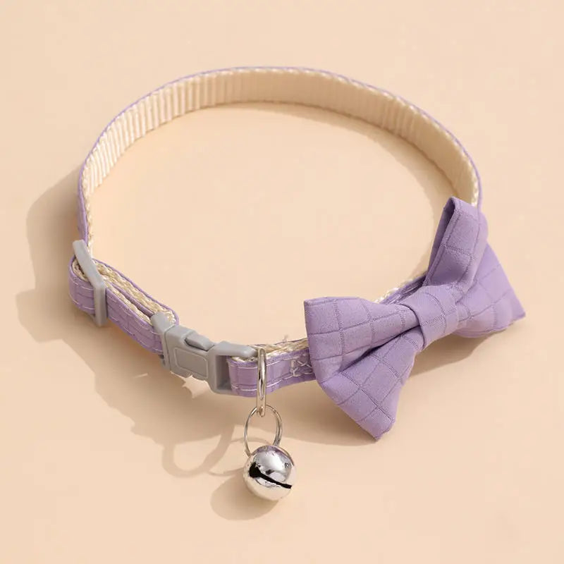 Bow Collar Solid Color Bowknot Puppy Chihuahua Adjustable Cats Accessories Safety Bell Tie Bow Buckle Pets with Collar New