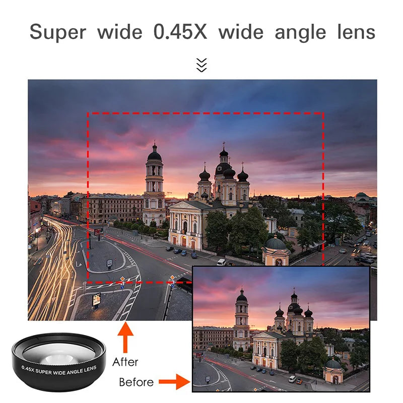 New HD 37MM 0.45x Super Wide Angle Lens with 12.5x Super Macro Lens for iPhone Samsung Smartphones Camera Phone lens Kit