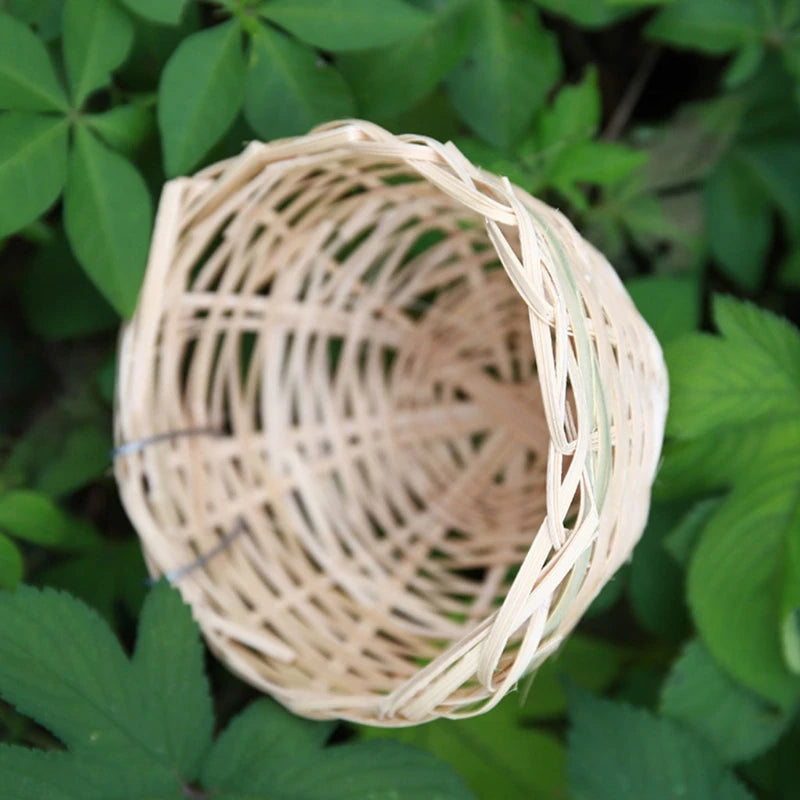Hand Woven Hummingbird Nest Bamboo Knitted Birdhouse Outside Natural Bird for Sparrow Small Finch Roosting Nest