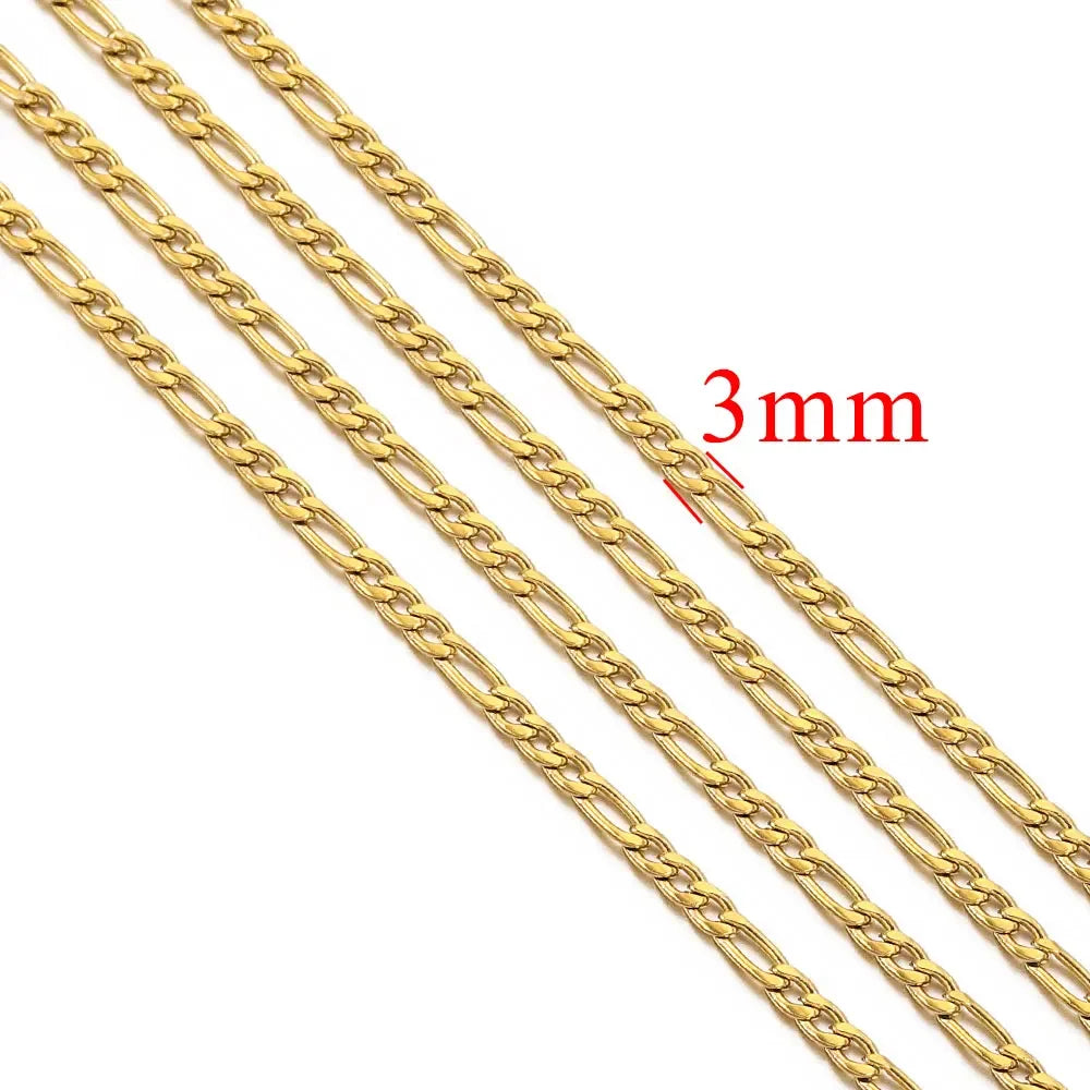 1 Meter Stainless Steel Chunky Hip Hop Gold Color Chains DIY Jewelry