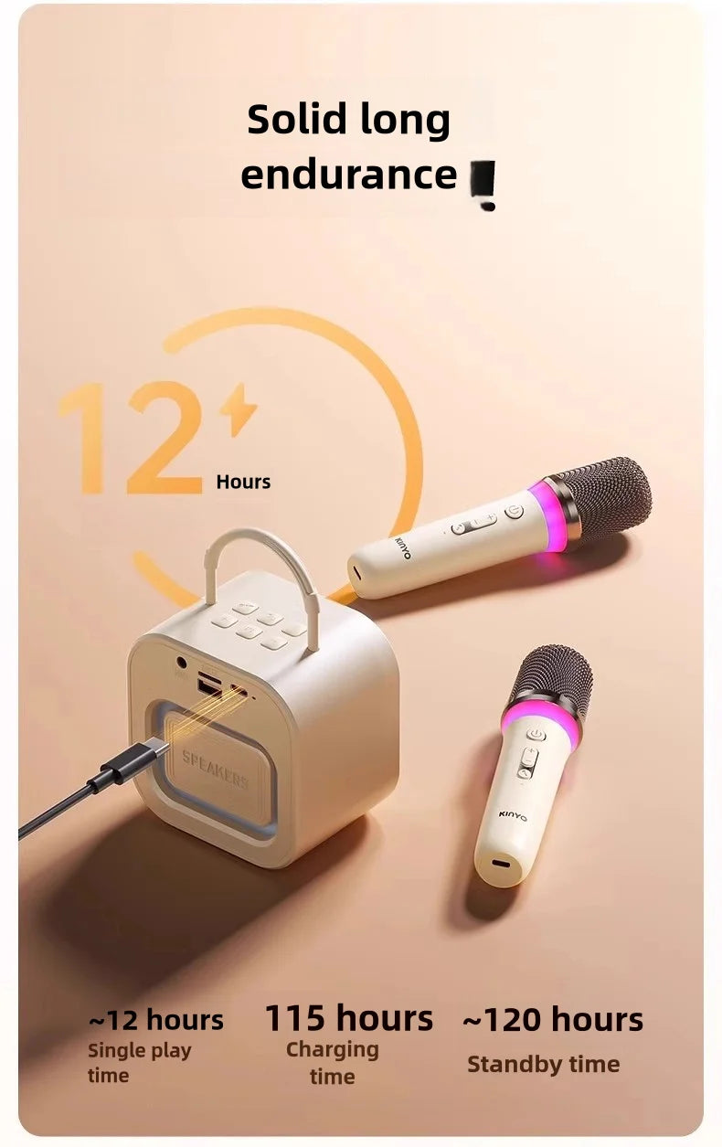 Kinglucky K26 Portable Karaoke Machine with Wireless Microphones for Home Family Fun and Children's Parties