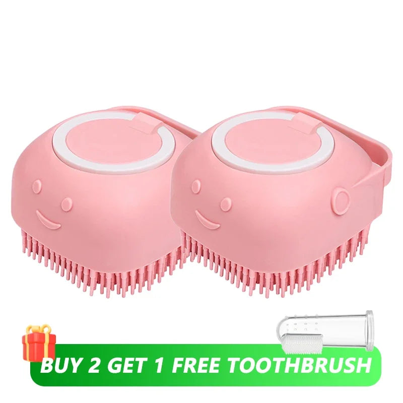 Dog Bath Brush Silicone Pet Shampoo Brush Soap Dog Scrubber Cat Massage Grooming Wash Comb Soft Rubber Puppy Clean Brush