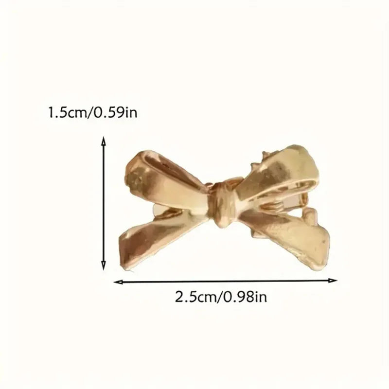 6PCS Fashion Small Shiny Bow Tie Hair Claw Clip Set For Women Girls Mini Crab Hair Clamps Barrettes Hair Headwear Accesories