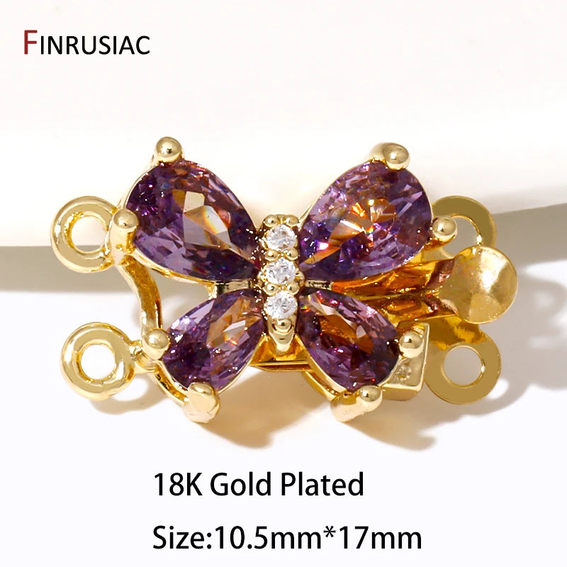 Multi Styles 18K Gold Plated Brass Flower Safety Clasps for DIY Jewelry