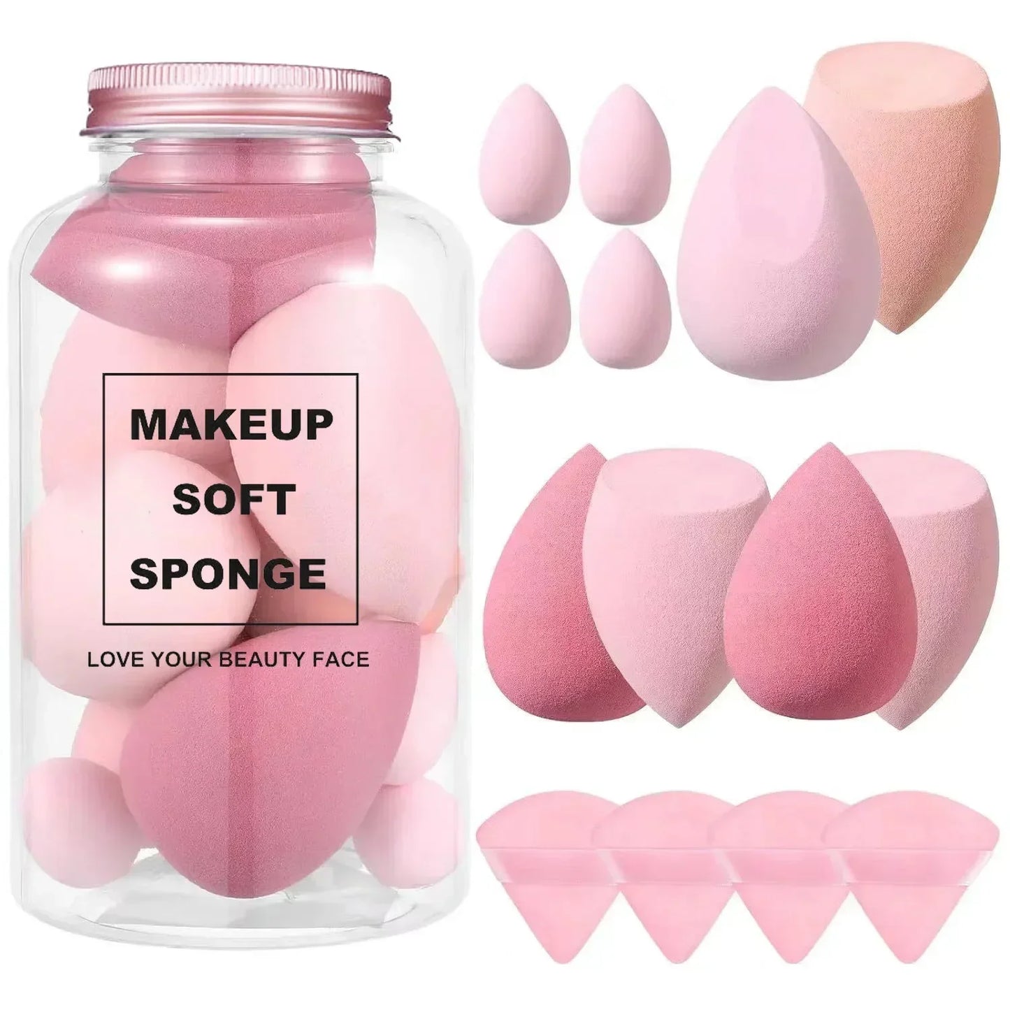 12/14Pcs Makeup Sponge Blender Beauty Egg Set with Storage Bottle