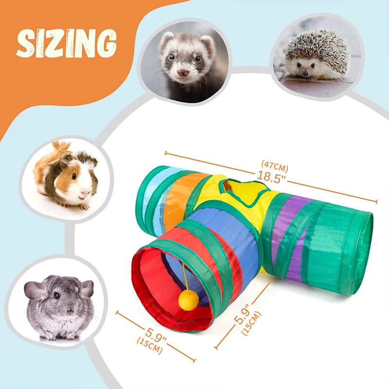 Cat Tunnel Toy 3-Way Collapsible Cat Tunnels For Indoor Cat With Play Ball Interactive Crinkle Collapsible Tent Pets Supplies