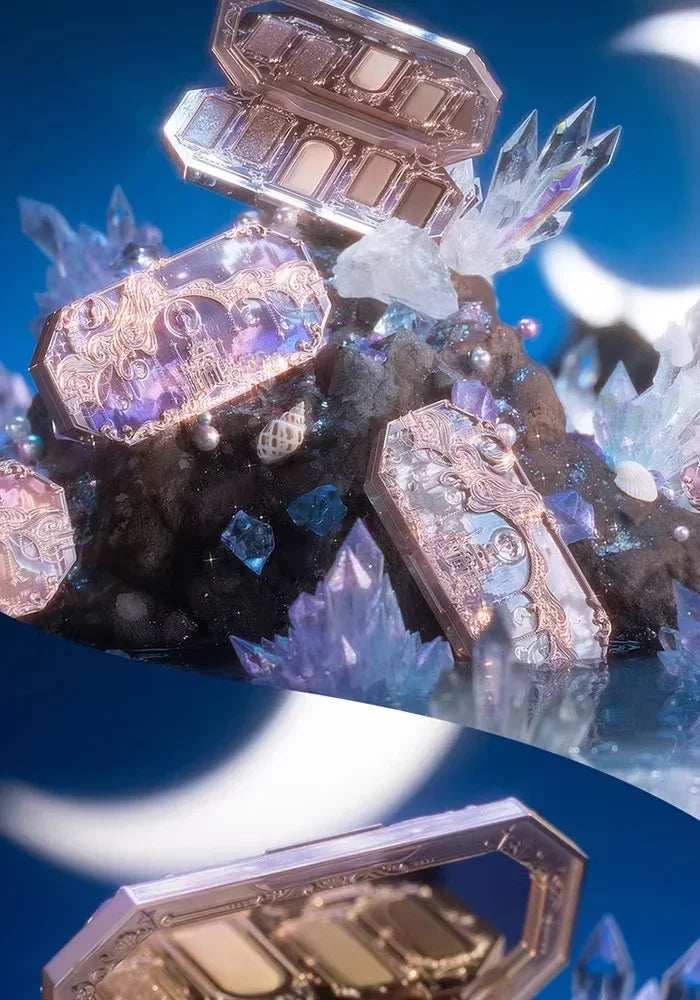 Flower Knows Moonlight Mermaid Eyeshadow Palette 8 Color Eye Makeup with Matte Shimmer and Glitter Finishes for Stunning Looks