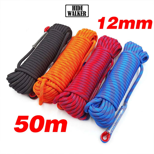 12mm 50m Outdoor Climbing Rope Static Rescue Rope for Mountaineering and Emergency Survival Gear