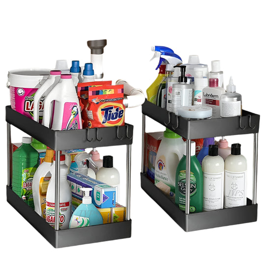1/2 Pcs Under Sink Storage Organizer 2 Tier Drawer Rack