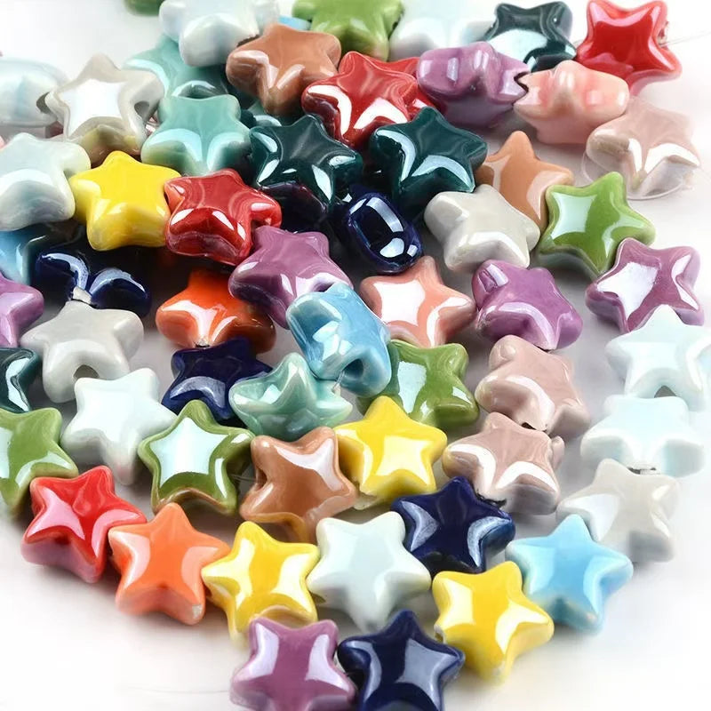 10pcs 14MM Colorful Star Beads Ceramic Beads For Making Jewelry Porcelain Spacer Beads Bracelet Necklace Charms DIY Accessories